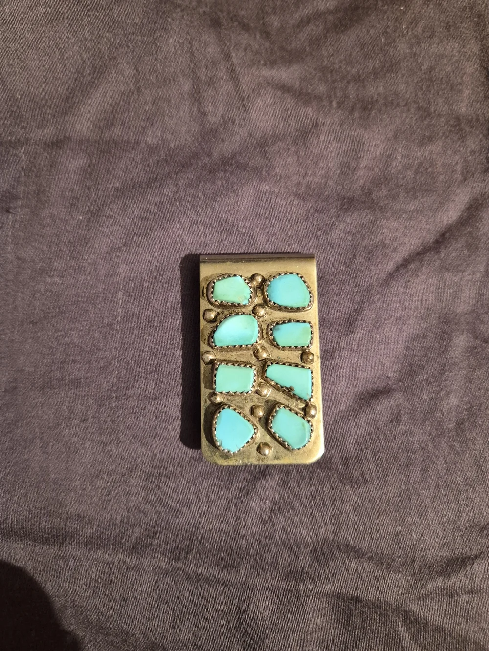 Turquoise Stone Silver-Tone Money Clip